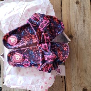 NWT & box!! Juicy by Juicy Couture pink tiedye slip ons size 8